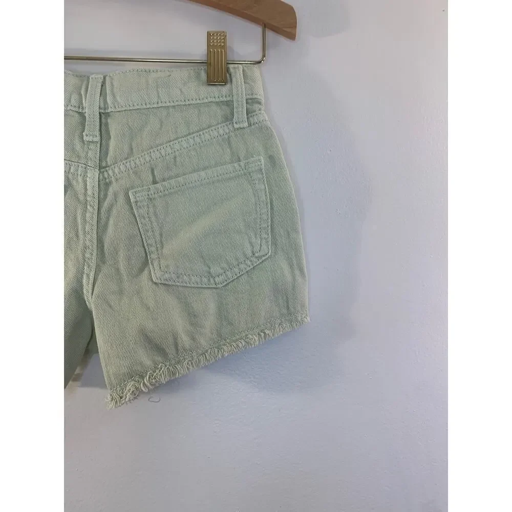 OLD NAVY Girl’s Light Green High Rise Adj Waist Cut Off Jean Shorts / Size: 6
